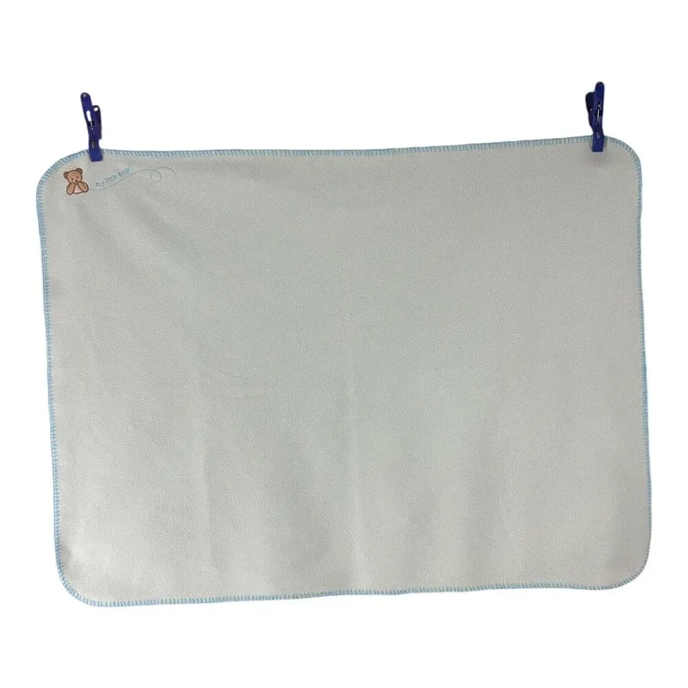 “My Little Angel” Bear Halo Green Blue Baby Blanket